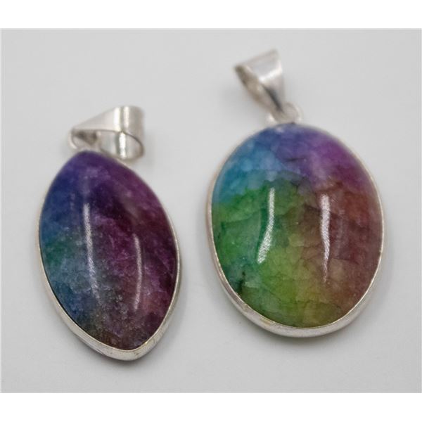 #184-NATURAL RAINBOW SOLAR QUARTZ PENDANT 2PCS