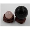 Image 1 : #-09-NATURLAL BLACK OBSIDIAN & ROSE QZ ASPHERE BAL