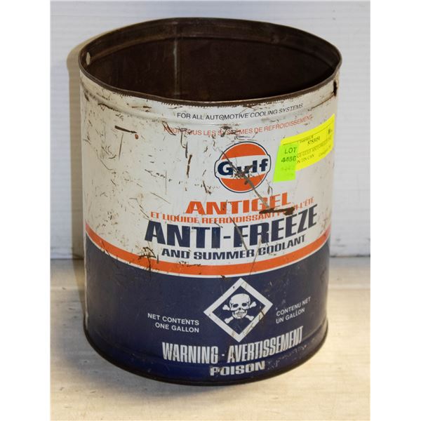 VINTAGE GULF ANTI-FREEZE ONE GALLON TIN CAN