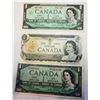 Image 1 : 8)  LOT OF 3 CANADIAN $1.00 BANKNOTES, 1954, 1973
