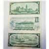 Image 2 : 8)  LOT OF 3 CANADIAN $1.00 BANKNOTES, 1954, 1973