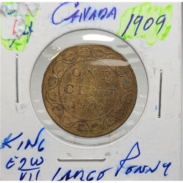 5)  CANADIAN 1909 KING EDWARD VII LARGE PENNY