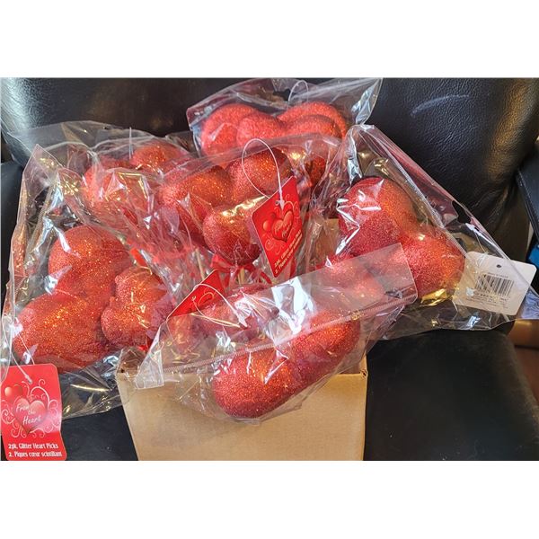 16)  LOT OF 6 PACKAGES OF 2 GLITERRY HEARTS, ONE I