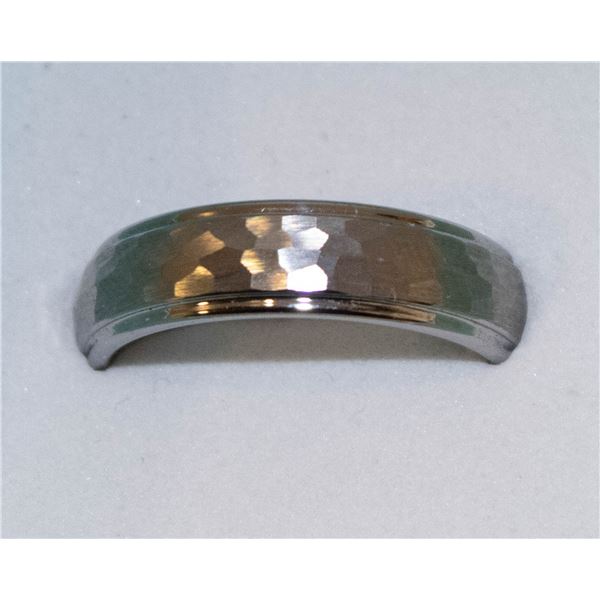 TUNGSTEN CARBIDE HAMMERED RING, BRUSHED FINISH