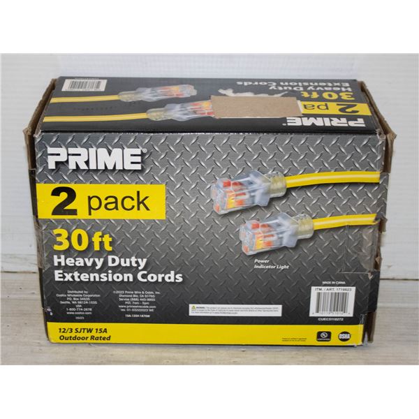 NEW PRIME 30FT HEAVY DUTY EXTENSION CORD 2PK