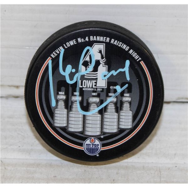 KEVIN LOWE SIGNED HALL OF FAME RETIREMENT PUCK