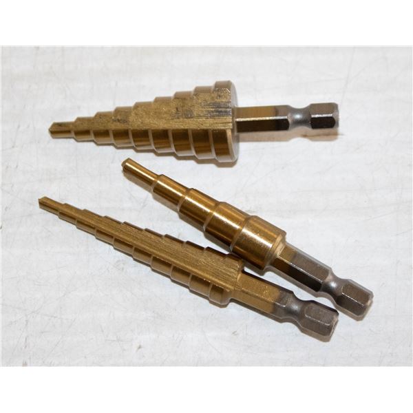 3 NEW STEP DRILL BITS