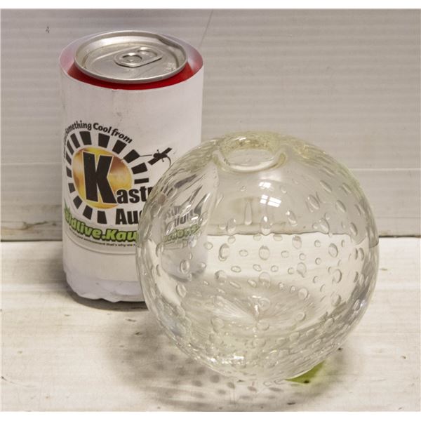 BUBBLED GLASS ORB VASE, CLEAR, APPROX. 5& quot;