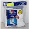 Image 1 : WHITE CREW SOCKS 6-12 SIZE 6-PACK