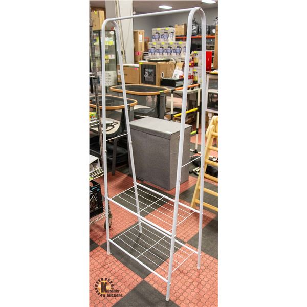 NEWLY ASSEMBLED METAL GARMENT RACK W/ 2 TIER