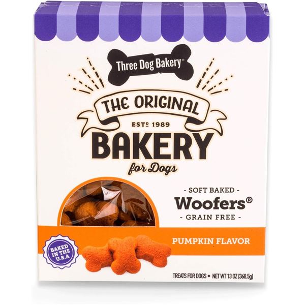 NEW THREE DOG BAKERY GRAIN FREE BAKED DOG TREATS