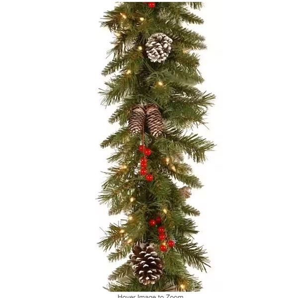 NEW NATIONAL TREE COMPANY 9FT FROSTED BERRY PRELIT