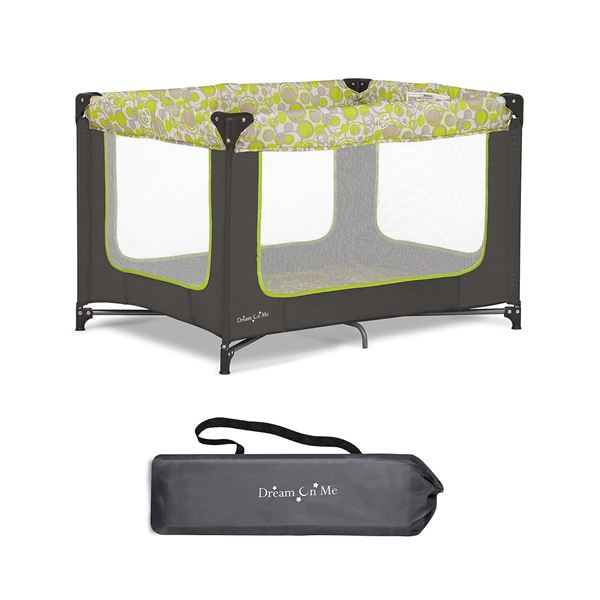 NEW DREAM ON ME KIDS PORTABLE PLAYPEN, GREY/GREEN