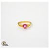 Image 1 : 10K YELLOW GOLD RING W/PINK HEART SHAPED STONE