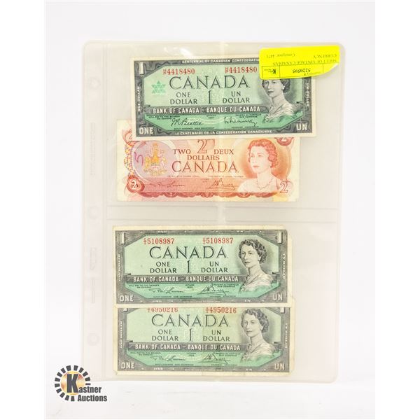 SHEET OF VINTAGE CANADIAN CURRENCY