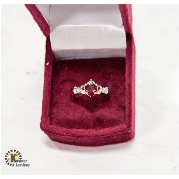 HEART CLADDAGH ELEVATED VALENTINE DAY CZ RING