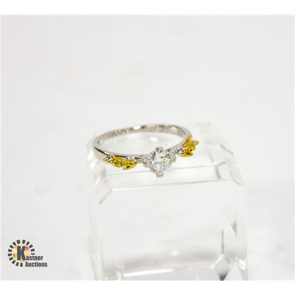 NARROW STONE RING W/SHOULDER ACCENTS SIZE 8.25