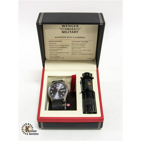 SWISS MILITARY CLASSIC WATCH & FLASHLIGHT COMBO