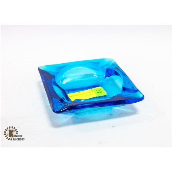 MCM ART GLASS BLUE ASHTRAY