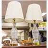 PAIR OF VINTAGE GLASS TABLE LAMPS 36"