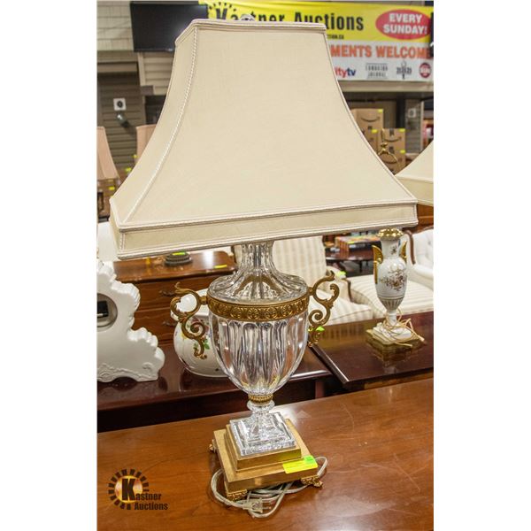 VINTAGE GLASS TABLE LAMP 33"