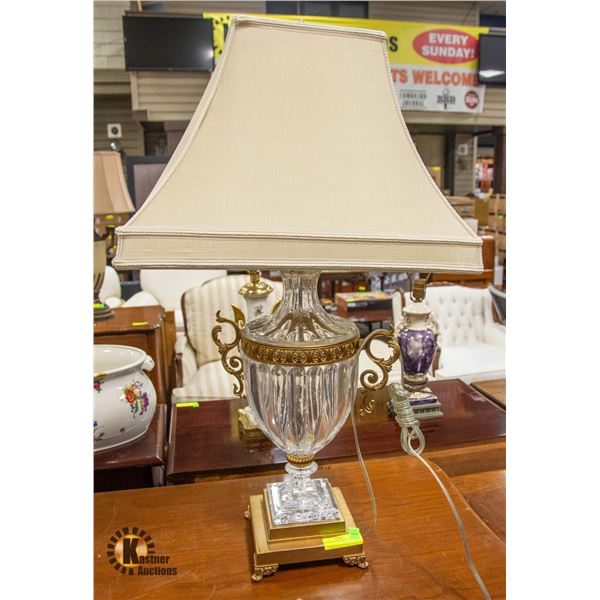 VINTAGE GLASS TABLE LAMP 33"