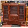 Image 1 : VINTAGE WOOD CABINET WITH GLASS DOORS
