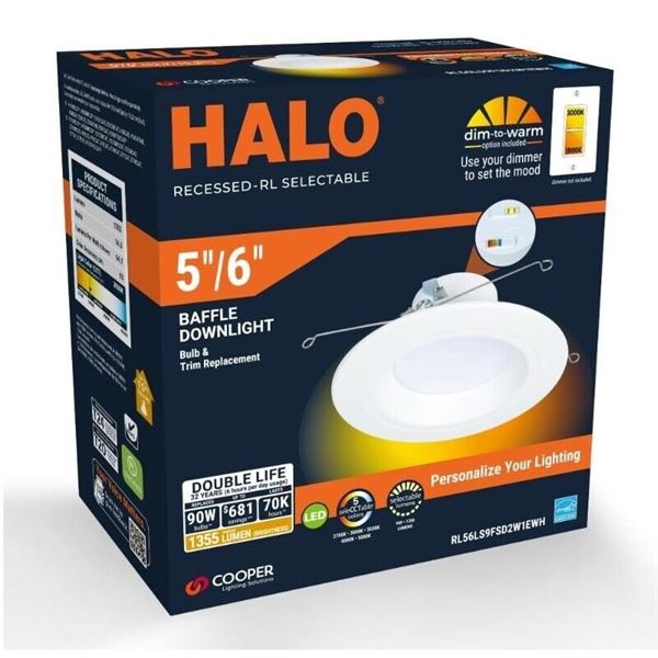 NEW CASE OF 4 COOPER HALO 5"/6" RECESSED DOWNLIGHT