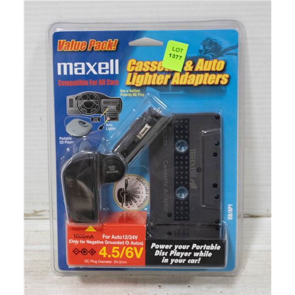 NEW MAXELL CASSETTE & AUTO LIGHTER ADAPTERS