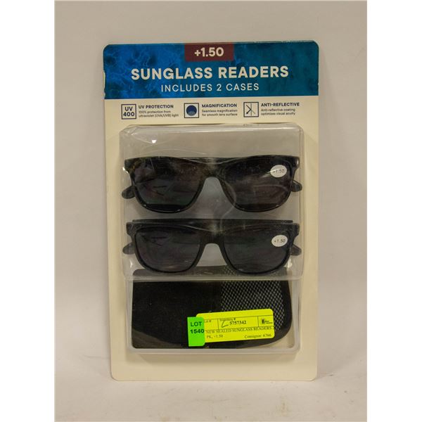 NEW SEALED SUNGLASS READERS 2 PK, +1.50