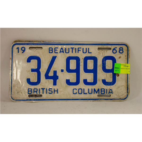 SET OF 1968 B.C PLATES