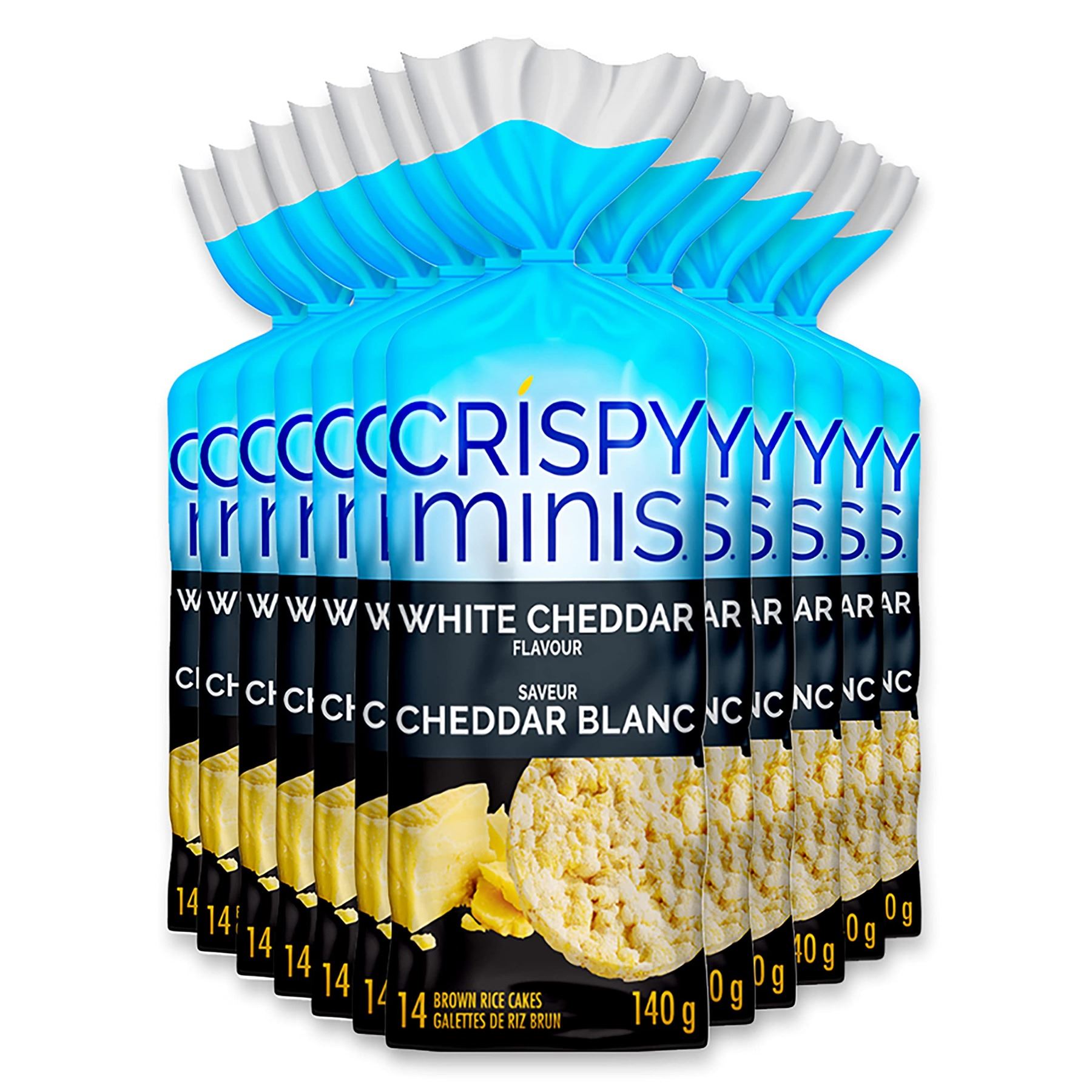 Cheddar Rice Packs CASE WITH 12 WHITE CHEDDAR CRISPY MINI RICE CAKES