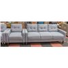 Image 1 : GREY SOFA, LOVE-SEAT, & CHAIR SET ALL TOGETHER