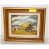 Image 1 : VINTAGE FRAMED OIL ORIGINAL ARTIST SIGNED FARMYARD