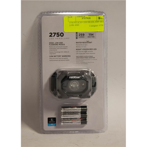 2750 PELICAN LED HEADLAMP HIGH, LOW AND