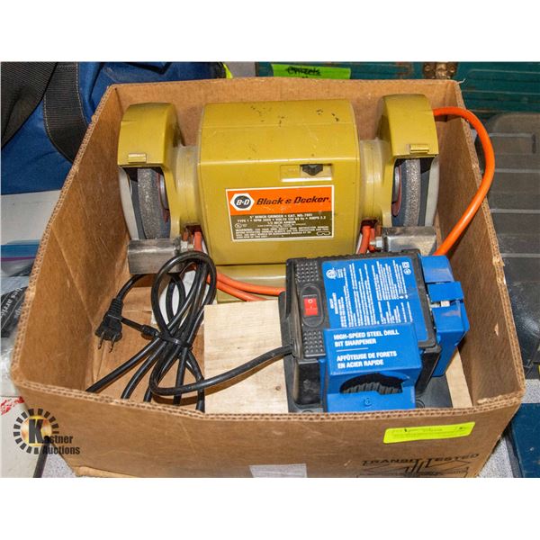 BOX WITH BENCH GRINDER AND HIGH-SPEED