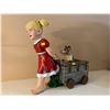 Image 1 : Girl Statue With Planter Pulling Dog 16Lx16H