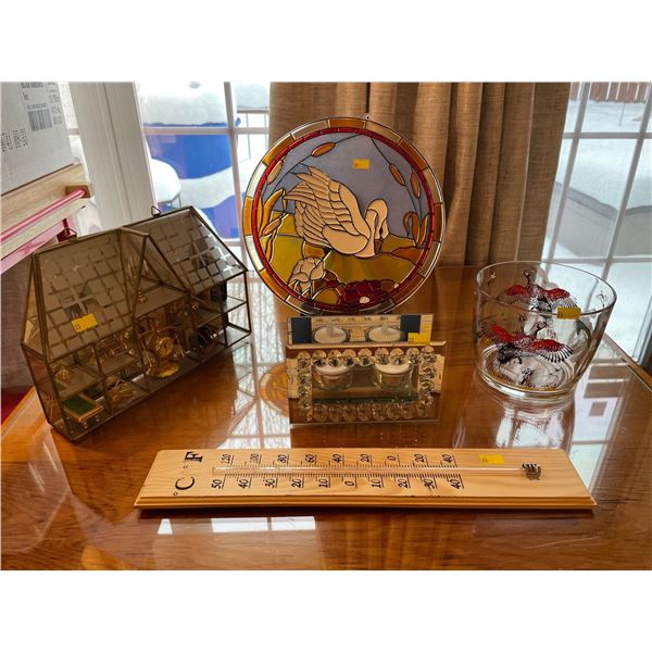 Assorted Inside Home Decor - Candle Holder, Thermometer, Mini House & More