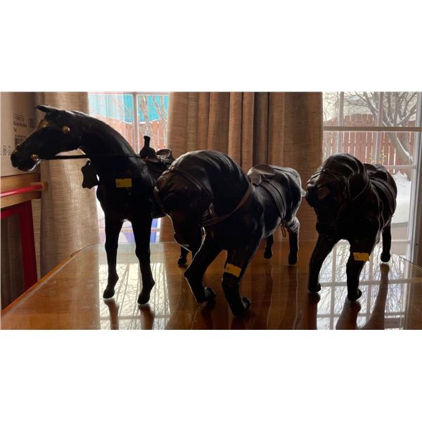 Assorted Collection Of Genuine Leather Dislplay Horses 23Lx12H