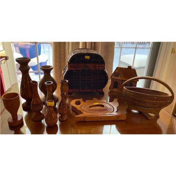 Assorted Collection Of Hand Crafted Wooden Items & More