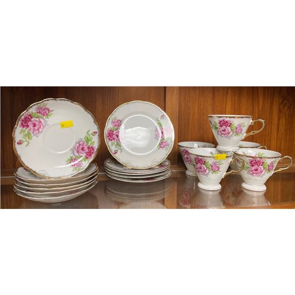 Assorted Collection Of Japanese Bone China - Pink Rose Design