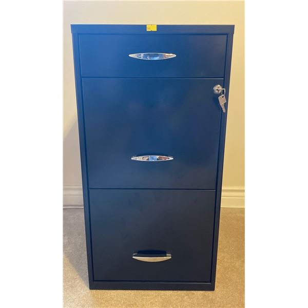 3 Drawer Black Filing Cabinet With Keys 14.5Lx18Dx28H