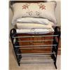 Image 1 : Assorted Collection Of Bedroom Decor - Blanket Rack, Quilts, Fleece, PIllow & More