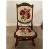Image 1 : Antique Wooden Rocking Chair With Cross Stitch Upholstery