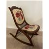 Image 2 : Antique Wooden Rocking Chair With Cross Stitch Upholstery