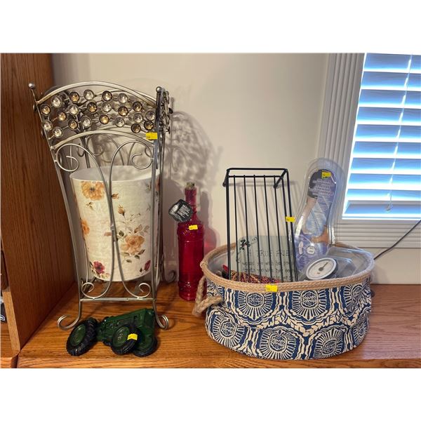 Assorted Collection Of Home Decor - Umbrella Stand, Scale, Tractor & More