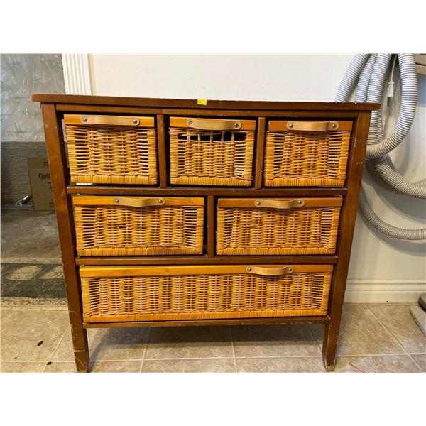 Retro Hardwood Organizer With 6 Drawers 33Lx16Dx32H