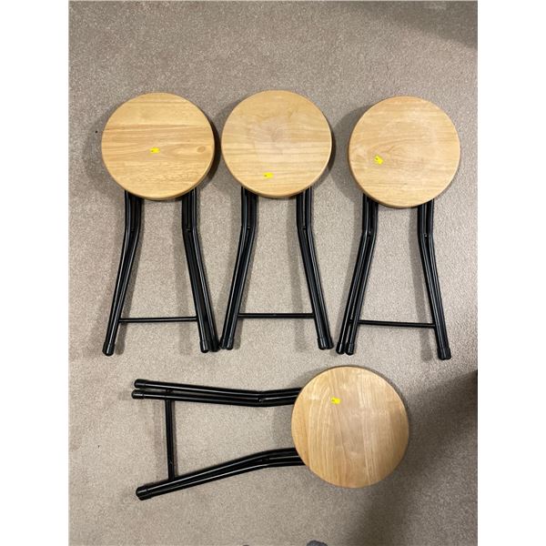 Set of 4 Wooden/Metal Stools 28Hx12W