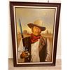 Image 1 : John Wayne Portrait In Wooden Frame By Lee Young 30Lx42H
