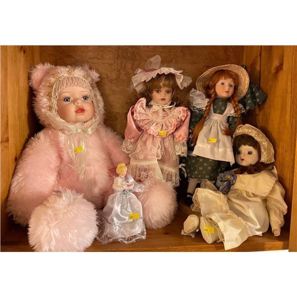 Assorted Collection Of Porcelain Dolls 17H